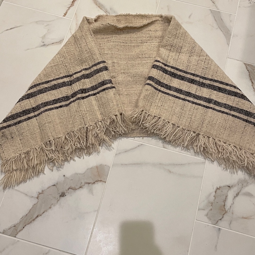Chunky Ivory Wool Poncho